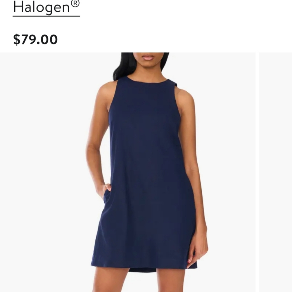 NWT! Linen Blend Navy Sleeveless Dress